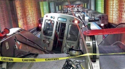CTA subway train crash into escalator at O'Hare Airport